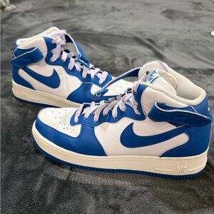 Nike White and Blue high top air forces